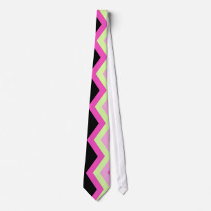 Modern Girly Zigzag Patroon Zwart Fuchsia Chevron Stropdas