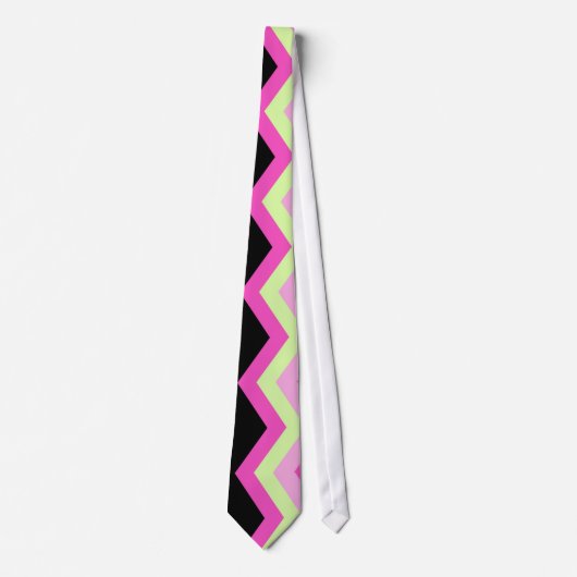 Modern Girly Zigzag Patroon Zwart Fuchsia Chevron Stropdas (Voorkant)