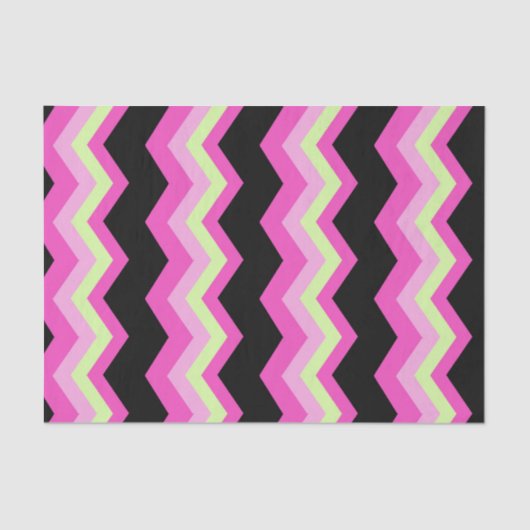 Modern Girly Zigzag Patroon Zwart Fuchsia Chevron Tissuepapier (Voorkant)
