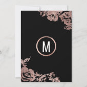 Modern Girly Zwart Roos Goud Bloemen Zoet 16 Kaart (Achterkant)