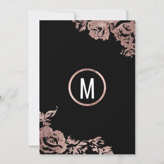 Modern Girly Zwart Roos Goud Bloemen Zoet 16 Kaart (Achterkant)