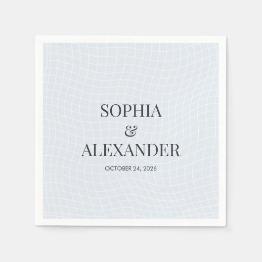 Modern Glacial Blue & Warped Grid Servet (Voorkant)