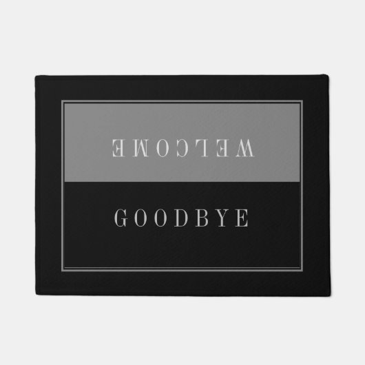 Modern glad zwart en grijs-welkom afscheid deurmat (Voorkant)