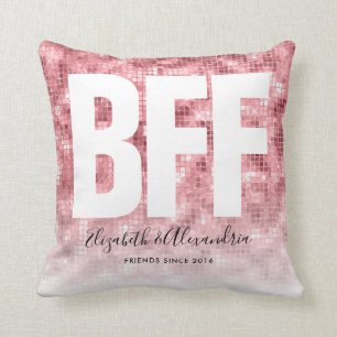 Modern Glam BFF Besties Girly Pink Glitter Namen Kussen