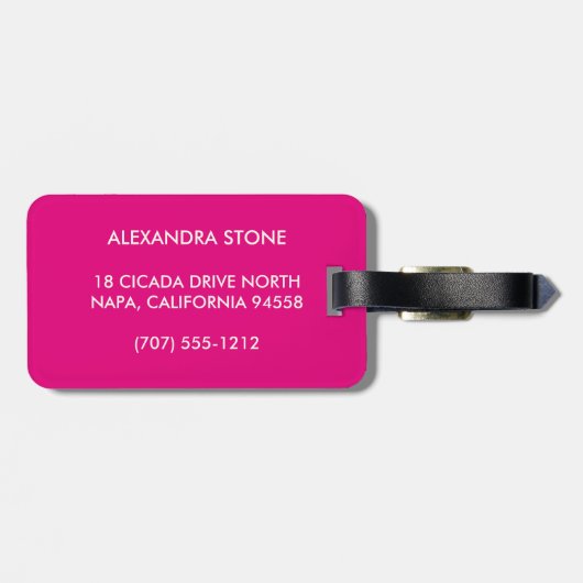 Modern Glam Black, Cream & Fuchsia Stripe Bagagelabel (Achterkant horizontaal)