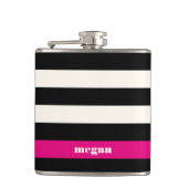 Modern Glam Black, Cream & Fuchsia Stripe Heupfles (Voorkant)