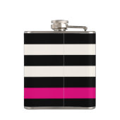 Modern Glam Black, Cream & Fuchsia Stripe Heupfles (Achterkant)