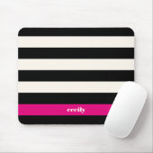 Modern Glam Black, Cream & Fuchsia Stripe Muismat (Met muis)