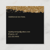 Modern Glam Black en Gold Visitekaartje (Achterkant)