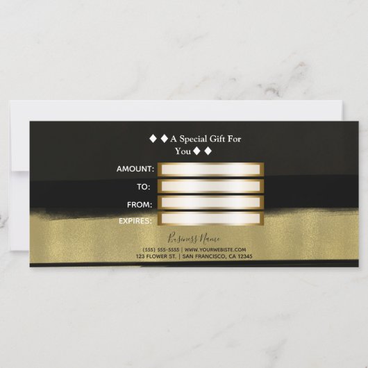 Modern Glam Black & Gold Paint Gift Certificate (Achterkant)