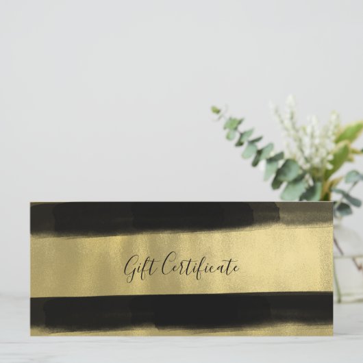 Modern Glam Black & Gold Paint Gift Certificate (Staand voorkant)