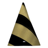 Modern Glam Black & Gold Paint Stroke Stripe Party Feesthoedjes (Rechts)
