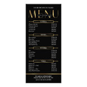 Modern Glam Black Gold Spa Beauty Salon Price List Reclamekaart (Voorkant)