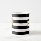 Modern Glam Black Stripes Metallic Goud Hart Koffiemok (Center)