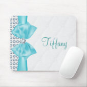 Modern Glam Blauwgroen Turquoise Bow & Diamonds Muismat (Met muis)