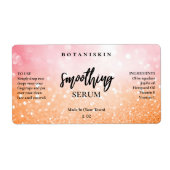 Modern Glam Bokeh Pink Oranje Face Serum Labels (Voorkant)