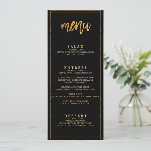 MODERN GLAM bruiloft diner menu (Staand voorkant)