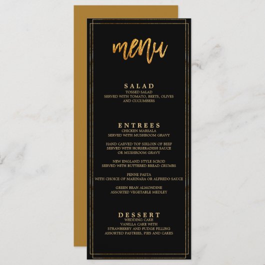 MODERN GLAM bruiloft diner menu (Voorkant / Achterkant)