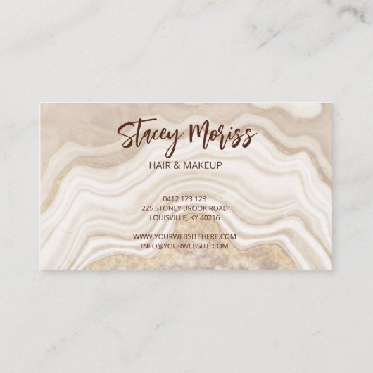 Modern Glam Chic Abstract Agate Cream Visitekaartje (Achterkant)