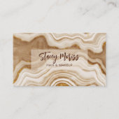 Modern Glam Chic Abstract Agate Cream Visitekaartje (Voorkant)