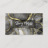 Modern Glam Chic Elegant Gold Black & White Visitekaartje (Voorkant)