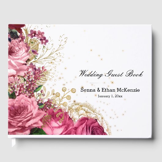 Modern Glam Chic Flowers Gastenboek (Voorkant)