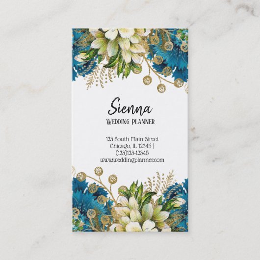 Modern Glam Chic Flowers Visitekaartje (Voorkant)