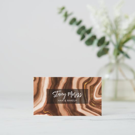 Modern Glam Chic Gold Abstract Agate Patroon Visitekaartje (Staand voorkant)