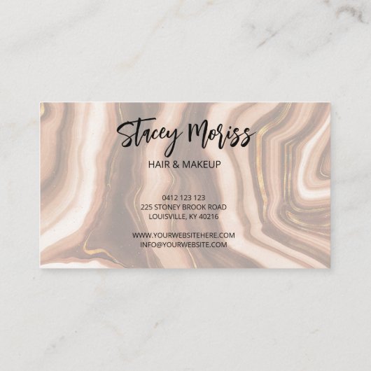 Modern Glam Chic Gold Abstract Agate Patroon Visitekaartje (Achterkant)