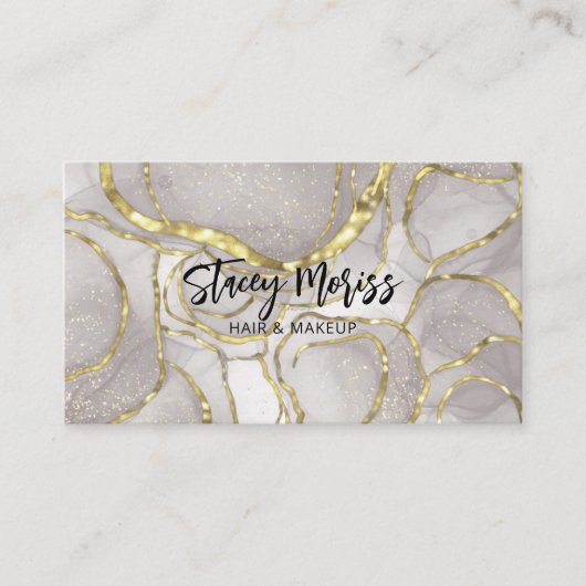 modern Glam Chic Gold Abstract Cute Script Visitekaartje (Voorkant)