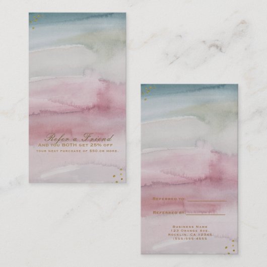 Modern Glam Dreamweaver Waterverf Gold Refer een v Aanbevelingskaartje (Voorkant / Achterkant)