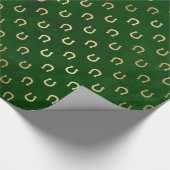 Modern Glam Elegant Green Gold Lucky Hoefijzer Cadeaupapier (Hoek)