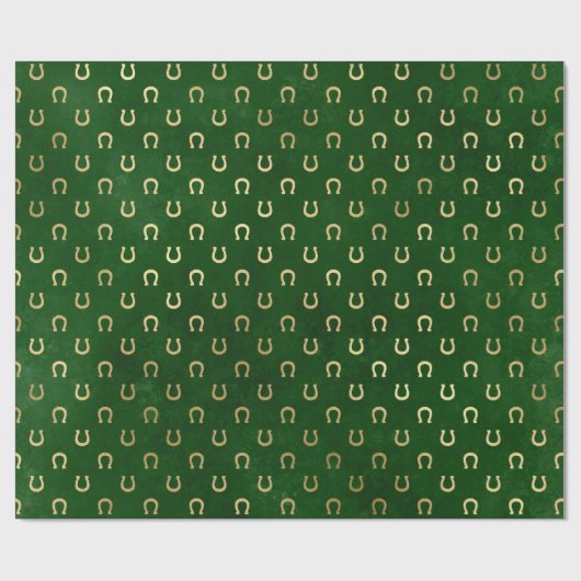 Modern Glam Elegant Green Gold Lucky Hoefijzer Cadeaupapier (Vlak)