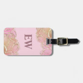 Modern Glam Elegant Monogram Roze Faux Gold Agate Bagagelabel (Voorkant horizontaal)