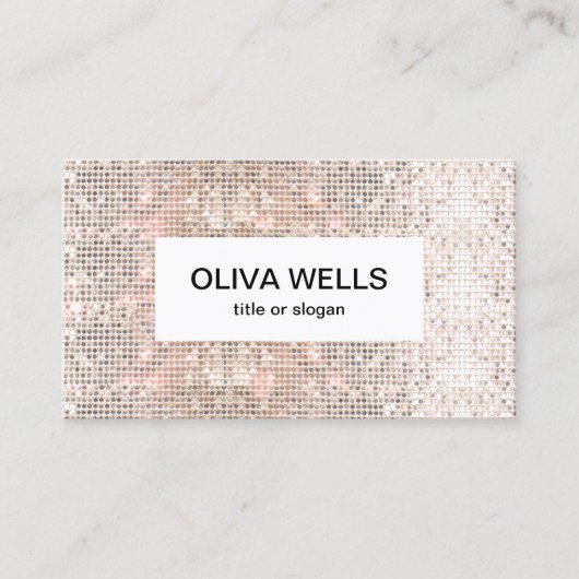 Modern Glam Faux Silver Sequin Visitekaartje (Voorkant)