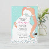 Modern Glam Glitter Blauwgroen Baby shower Kaart (Staand voorkant)