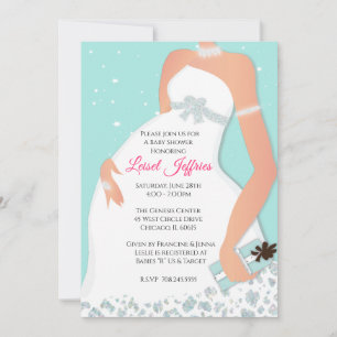 Modern Glam Glitter Blauwgroen Baby shower Kaart