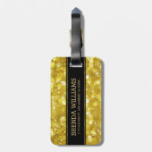 Modern Glam Gold Bokeh Glitter Zwart Accent Bagagelabel (Achterkant verticaal)