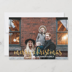 Modern Glam Gold Confetti 3 Familiefoto Kerst Feestdagenkaart