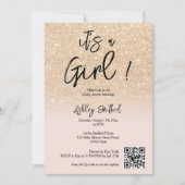 Modern Glam Gold Glitter Roze Ombre Meisje Baby Sh Kaart (Voorkant)