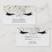 Modern Glam Gold Silver Black Lashes Verwijs vrien Aanbevelingskaartje (Voorkant / Achterkant)
