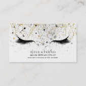 Modern Glam Gold Silver Black Lashes Verwijs vrien Aanbevelingskaartje (Voorkant)