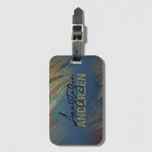 Modern Glam Luxe Abstracte glitter Bagagelabel (Voorkant (verticaal))