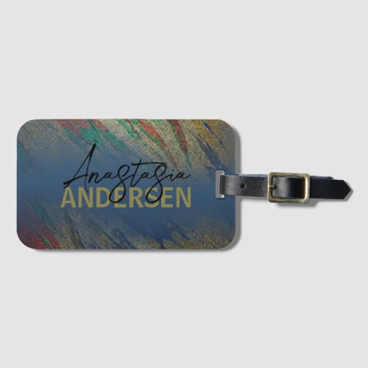 Modern Glam Luxe Abstracte glitter Bagagelabel (Voorkant (horizontaal))