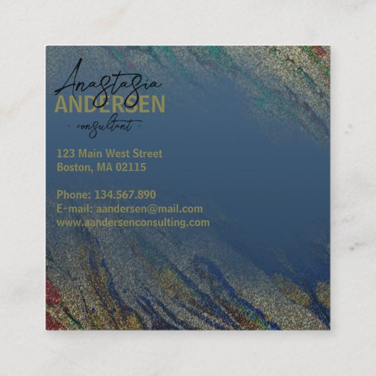 Modern Glam Luxe Abstracte glitter Vierkante Visitekaartje (Achterkant)