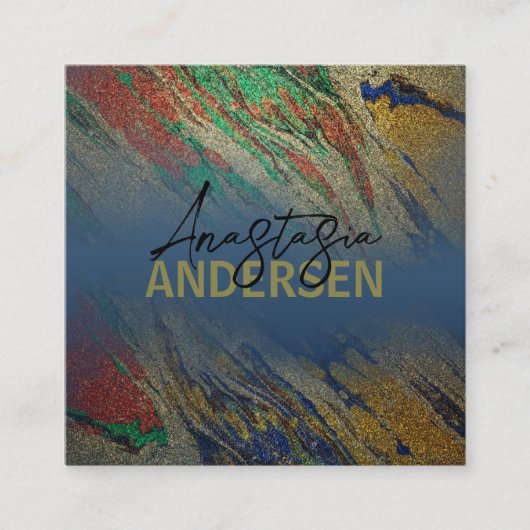 Modern Glam Luxe Abstracte glitter Vierkante Visitekaartje (Voorkant)
