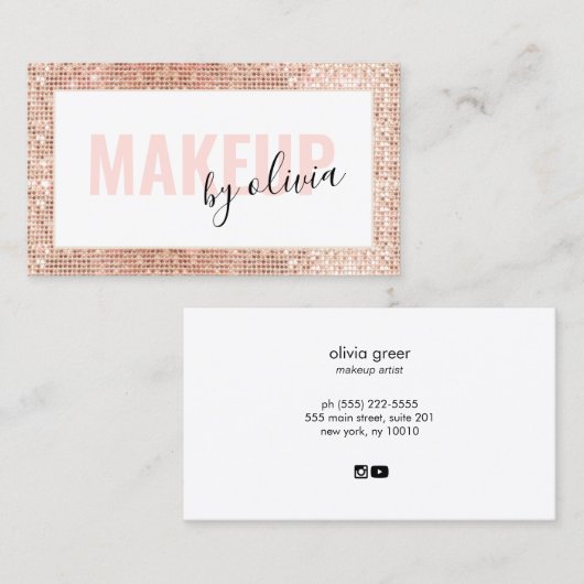 Modern Glam Makeup Artist Roos Gold Visitekaartje (Voorkant / Achterkant)