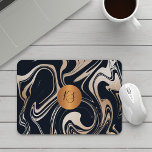 Modern glam marmer zwart roos goud monogram muismat<br><div class="desc">Trendy modern glamoureus gemarmerd abstract schilderij in roos goud glitter ivoor, zwart, en blush maken van een elegant mousepad met een faux metallic gouden koperen monogram geometrische cirkel voor een make-upartiest | Huwelijksplanner | kapper | mode stylist | Home Interieurdecorateur | Ontwerper | architect | Boutique eigenaar | schoonheidsspecialist |...</div>