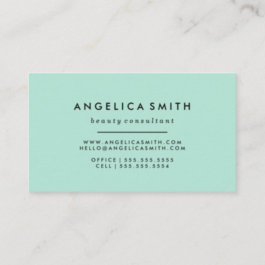 Modern Glam Mint Goud Geometrisch Grieks sleutelpa Visitekaartje (Achterkant)