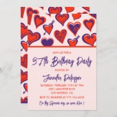 Modern Glam Red Pink Heart 37e verjaardag Kaart (Voorkant / Achterkant)